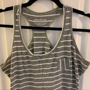 Gray and white striped tank top, size L